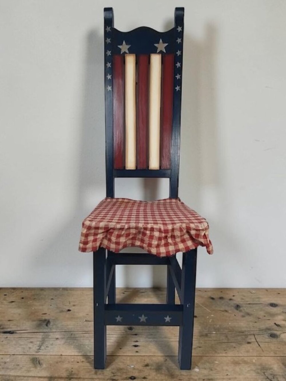 Americana Patriotic Wood Doll Chair 30" Tall Country Primitive Rustic Folk Porch